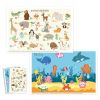 Picture of Babebay Disposable Placemats for Baby, 60 Pack Sticky Toddler Placemat for Restaurants, Dining Table, Party, Travel, 12" x 18" with 2 Designs