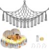 Picture of CERETIA Stuffed Animal Hammock with LED Light, Jumbo Toy Hammock for Stuffed Animals Storage for Kids Room Decor, Stuffed Animal Hammock Corner, Grey