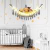 Picture of CERETIA Stuffed Animal Hammock with LED Light, Jumbo Toy Hammock for Stuffed Animals Storage for Kids Room Decor, Stuffed Animal Hammock Corner, Grey