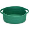 Picture of ABenkle Small Basket, 12"x 8" x 5" Cute Small Woven Basket, Rope Room Shelf Storage Basket, Cat Dog Toys Basket Chest Box, Decorative Empty Gift Basket with Handles - Deep Green