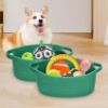 Picture of ABenkle Small Basket, 12"x 8" x 5" Cute Small Woven Basket, Rope Room Shelf Storage Basket, Cat Dog Toys Basket Chest Box, Decorative Empty Gift Basket with Handles - Deep Green