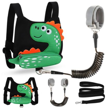 Picture of Accmor Toddler Harness Leash + Anti Lost Wrist Link, Cute Dinosaur Kids Leash Walking Harness, Baby Leashes for Toddlers, Child Harness Leash Wristband Assistant Strap Belt for Boys Girls Outdoor