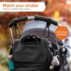 Picture of Baby Uma Stroller Hooks for Bags (2 Pack) - Faux-Leather Stroller Clips and Hooks, Universal, 11 lb Weight Capacity per Carabiner, Adjustable & Non-Slip, Baby Travel Essential (Black)