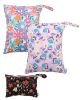 Picture of ALVABABY 3 Cloth Diaper Wet Dry Bags Waterproof Reusable with Two Zippered Pockets Travel Beach Pool Daycare Soiled Baby Items Yoga Gym Bag for Swimsuits or Wet Clothes Small medium Large 3L-SML07