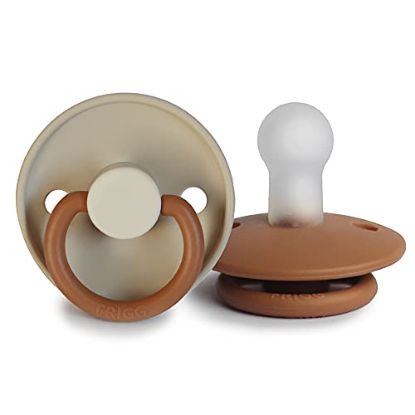 Picture of FRIGG Silicone Baby Pacifier | Made in Denmark | BPA-Free (Desert/Cappuccino, 0-6 Months)