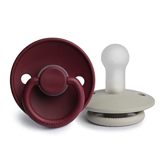 Picture of FRIGG Silicone Baby Pacifier | Made in Denmark | BPA-Free (Cabernet/Silver Gray, 6-18 Months)