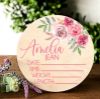 Picture of Personalized Birth Stat Sign Personalized for Baby, Newborn Birth Hospital Photo Prop, Nursery Decor for Boy, Personalized Announcement, Welcome Plaque, Baby Shower Gift (Pink Floral)