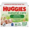 Picture of Huggies Natural Care Sensitive Baby Wipes, Unscented, Hypoallergenic, 99% Purified Water, 2 Refill Packs (352 Wipes Total)