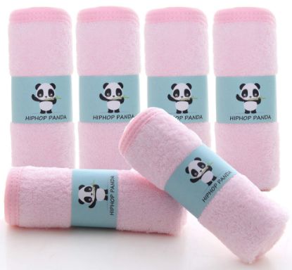 Picture of HIPHOP PANDA Baby Washcloths, Rayon Made from Bamboo - 2 Layer Ultra Soft Absorbent Newborn Bath Face Towel - Reusable Baby Wipes for Delicate Skin - Pink, 6 Pack