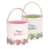 Picture of LessMo 2 Pcs Easter Bunny Basket Egg Buckets Gifts Tote Bags, Canvas Cotton Pink Green Cute Personalized Egg Hunt Basket Stuffers for Easter Party