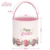 Picture of LessMo 2 Pcs Easter Bunny Basket Egg Buckets Gifts Tote Bags, Canvas Cotton Pink Green Cute Personalized Egg Hunt Basket Stuffers for Easter Party