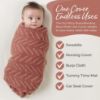 Picture of Itzy Ritzy Breastfeeding Boss Multi-Use Cover - A Nursing Cover, Swaddle, Car Seat Cover, Tummy Time Mat & Burp Cloth All in One - Made of Soft Muslin Fabric & Measures 47” x 47” (Mudcloth)