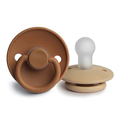 Picture of FRIGG Silicone Baby Pacifier | Made in Denmark | BPA-Free (Croissant/Cappuccino, 0-6 Months)