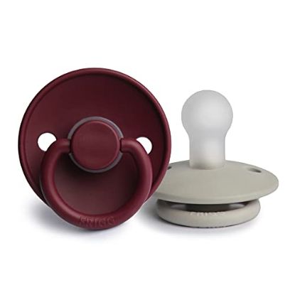Picture of FRIGG Silicone Baby Pacifier | Made in Denmark | BPA-Free (Cabernet/Silver Gray, 0-6 Months)