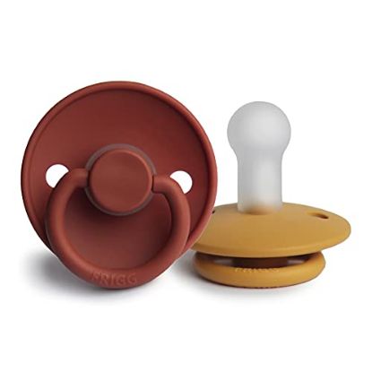 Picture of FRIGG Silicone Baby Pacifier | Made in Denmark | BPA-Free (Baked Clay/Honey Gold, 6-18 Months)