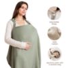 Picture of Konssy Muslin Nursing Cover for Baby Breastfeeding, Breathable 100% Cotton Breastfeeding Cover with Rigid Hoop for Mother Nursing Apron, Multi-use Carseat Canopy (Fog Green)
