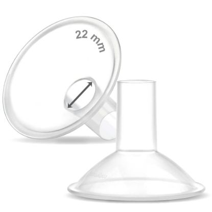 Picture of Maymom MyFit Crater Series 22 mm 2xTwo-Piece Small Breastshield Compatible with Medela Breast Pumps. Long Nipple Tunnel (44mm) Best for Elastic Nipples