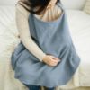 Picture of Konssy Muslin Nursing Cover for Baby Breastfeeding, Breathable 100% Cotton Breastfeeding Cover with Rigid Hoop for Mother Nursing Apron, Multi-use Carseat Canopy (Blue)