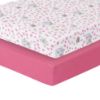 Picture of Precious Moments Noah’s Ark Fitted Crib Sheet 2 Pack for Baby Girl by Everyday Kids; 1 Animals on the Ark Printed Crib Sheet and 1 Solid Bright Pink; Adorable Wildlife Elephants, Giraffes, Bears Print