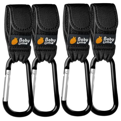 Picture of Baby Uma 4-Pack Stroller Hooks - Universal Bag Clips for Diaper Bags, Carry 11 lbs Each, Adjustable Straps