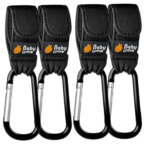 Picture of Baby Uma 4-Pack Stroller Hooks - Universal Bag Clips for Diaper Bags, Carry 11 lbs Each, Adjustable Straps