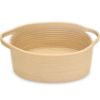 Picture of ABenkle Small Basket, 12"x 8" x 5" Cute Small Woven Basket, Rope Room Shelf Storage Basket, Cat Dog Toys Basket Chest Box, Decorative Empty Gift Basket with Handles - All Khaki