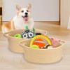 Picture of ABenkle Small Basket, 12"x 8" x 5" Cute Small Woven Basket, Rope Room Shelf Storage Basket, Cat Dog Toys Basket Chest Box, Decorative Empty Gift Basket with Handles - All Khaki