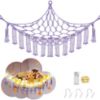 Picture of CERETIA Stuffed Animal Hammock with LED Light, Jumbo Toy Hammock for Stuffed Animals Storage for Kids Room Decor, Stuffed Animal Hammock Corner, Purple