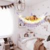 Picture of CERETIA Stuffed Animal Hammock with LED Light, Jumbo Toy Hammock for Stuffed Animals Storage for Kids Room Decor, Stuffed Animal Hammock Corner, Purple