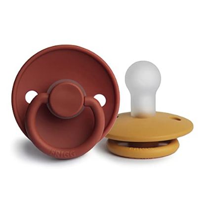 Picture of FRIGG Silicone Baby Pacifier | Made in Denmark | BPA-Free (Baked Clay/Honey Gold, 0-6 Months)