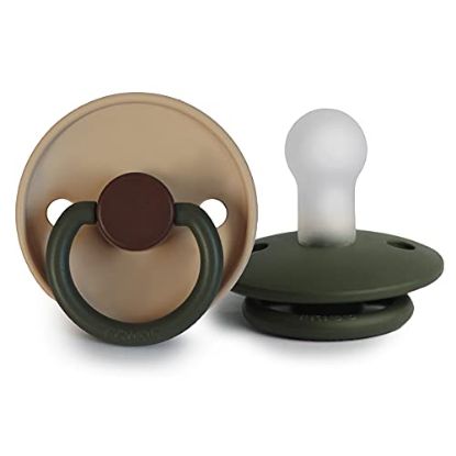 Picture of FRIGG Silicone Baby Pacifier | Made in Denmark | BPA-Free (Acorn/Olive, 0-6 Months)