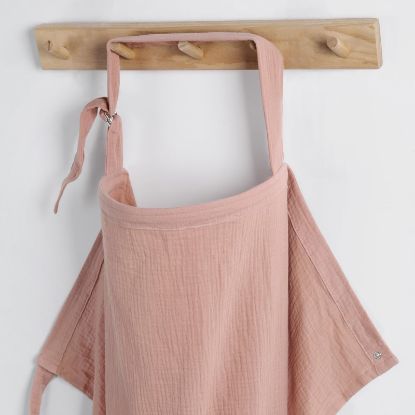 Picture of Blissful Diary Muslin Nursing Cover for Breastfeeding, Breathable Breastfeeding Cover up with Arch Neckline for Women, Nursing Apron (Dusty Pink)