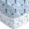 Picture of Yoofoss Baby Crib Sheets for Boys Girls, Fitted Crib Sheet 2 Pack for Standard Crib and Toddler Mattress, Super Soft Microfiber Baby Sheet 28x52x8in Underwater World