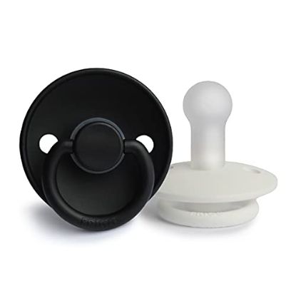 Picture of FRIGG Silicone Baby Pacifier | Made in Denmark | BPA-Free (Jet Black/Bright White, 6-18 Months)