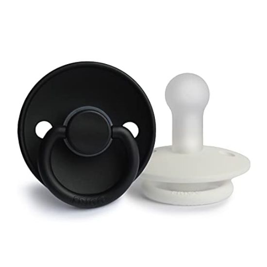 Picture of FRIGG Silicone Baby Pacifier | Made in Denmark | BPA-Free (Jet Black/Bright White, 6-18 Months)