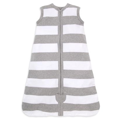 Picture of Burt's Bees Baby Baby Beekeeper Wearable Blanket, 100% Organic Cotton, Swaddle Transition Sleeping Bag, Rugby Stripe Heather Grey, Large