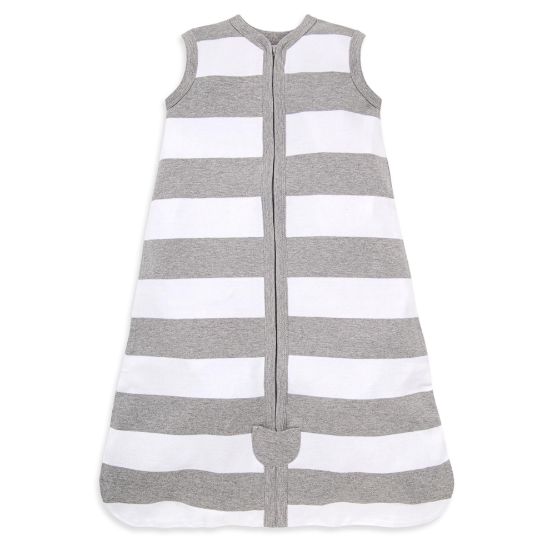 Picture of Burt's Bees Baby Baby Beekeeper Wearable Blanket, 100% Organic Cotton, Swaddle Transition Sleeping Bag, Rugby Stripe Heather Grey, Large