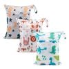 Picture of babygoal Wet Dry Bags for Baby Cloth Diapers, Washable Travel Bags, Beach, Pool, Gym Bag for Swimsuits & Wet Clothes with Two Zippered Pockets 3 Pack, 3LN23