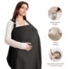 Picture of Konssy Muslin Nursing Cover for Baby Breastfeeding, Breathable 100% Cotton Breastfeeding Cover with Rigid Hoop for Mother Nursing Apron, Multi-use Carseat Canopy (Black)