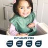 Picture of Tiny Twinkle Mess-Proof Baby Bib - Waterproof Bib for Baby Boy or Girl - Machine Washable - Adjustable Closure - PVC, BPA, & Phthalate Free - Great for Travel - Baby Food Bibs (3 Pack, Olive. Slate)