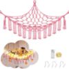 Picture of CERETIA Stuffed Animal Hammock with LED Light, Jumbo Toy Hammock for Stuffed Animals Storage for Kids Room Decor, Stuffed Animal Hammock Corner, Pink