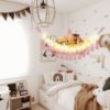 Picture of CERETIA Stuffed Animal Hammock with LED Light, Jumbo Toy Hammock for Stuffed Animals Storage for Kids Room Decor, Stuffed Animal Hammock Corner, Pink