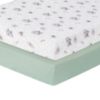 Picture of Precious Moments Noah’s Ark Fitted Crib Sheet 2 Pack for Baby Boy by Everyday Kids; 1 Animals on the Ark Printed Crib Sheet and 1 Solid Bright Green; Adorable Wildlife Elephants, Giraffes, Bears Print