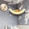 Picture of CERETIA Stuffed Animal Hammock with LED Light, Jumbo Toy Hammock for Stuffed Animals Storage for Kids Room Decor, Stuffed Animal Hammock Corner, Black