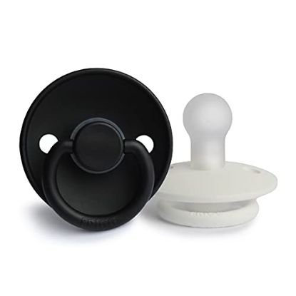 Picture of FRIGG Silicone Baby Pacifier | Made in Denmark | BPA-Free (Jet Black/Bright White, 0-6 Months)