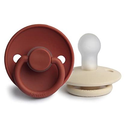Picture of FRIGG Silicone Baby Pacifier | Made in Denmark | BPA-Free (Rust/Cream, 0-6 Months)