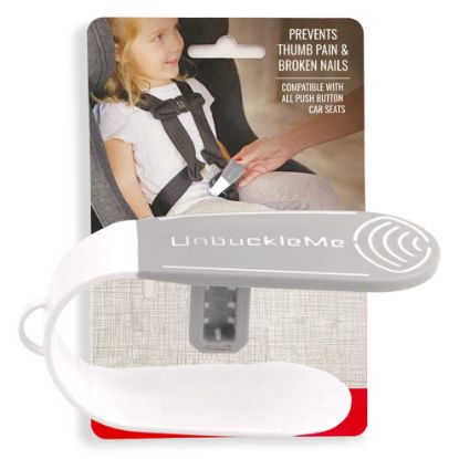 Picture of UnbuckleMe Car Seat Buckle Release Tool - Easy Opener Aid for Arthritis, Long Nails, Older Kids - Button pusher for infant, toddler, convertible 5 pt harness car seats - As Seen on Shark Tank (Gray)