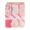 Picture of Cudlie Buttons & Stitches Baby Girl 3 Pack Rolled/Carded Hooded Towels in Butterfly Polka Prin - Hello Floral Dino