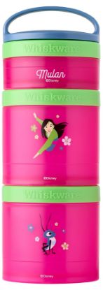 Picture of Whiskware Disney Princess Stackable Snack Containers for Kids and Toddlers, 3 Stackable Snack Cups for School and Travel, Mulan and Cri-Kee