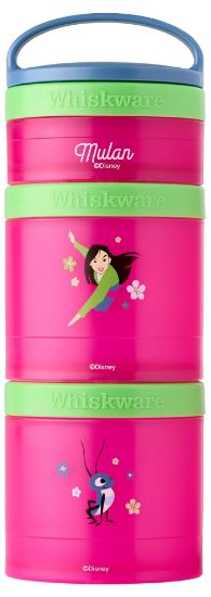 Picture of Whiskware Disney Princess Stackable Snack Containers for Kids and Toddlers, 3 Stackable Snack Cups for School and Travel, Mulan and Cri-Kee